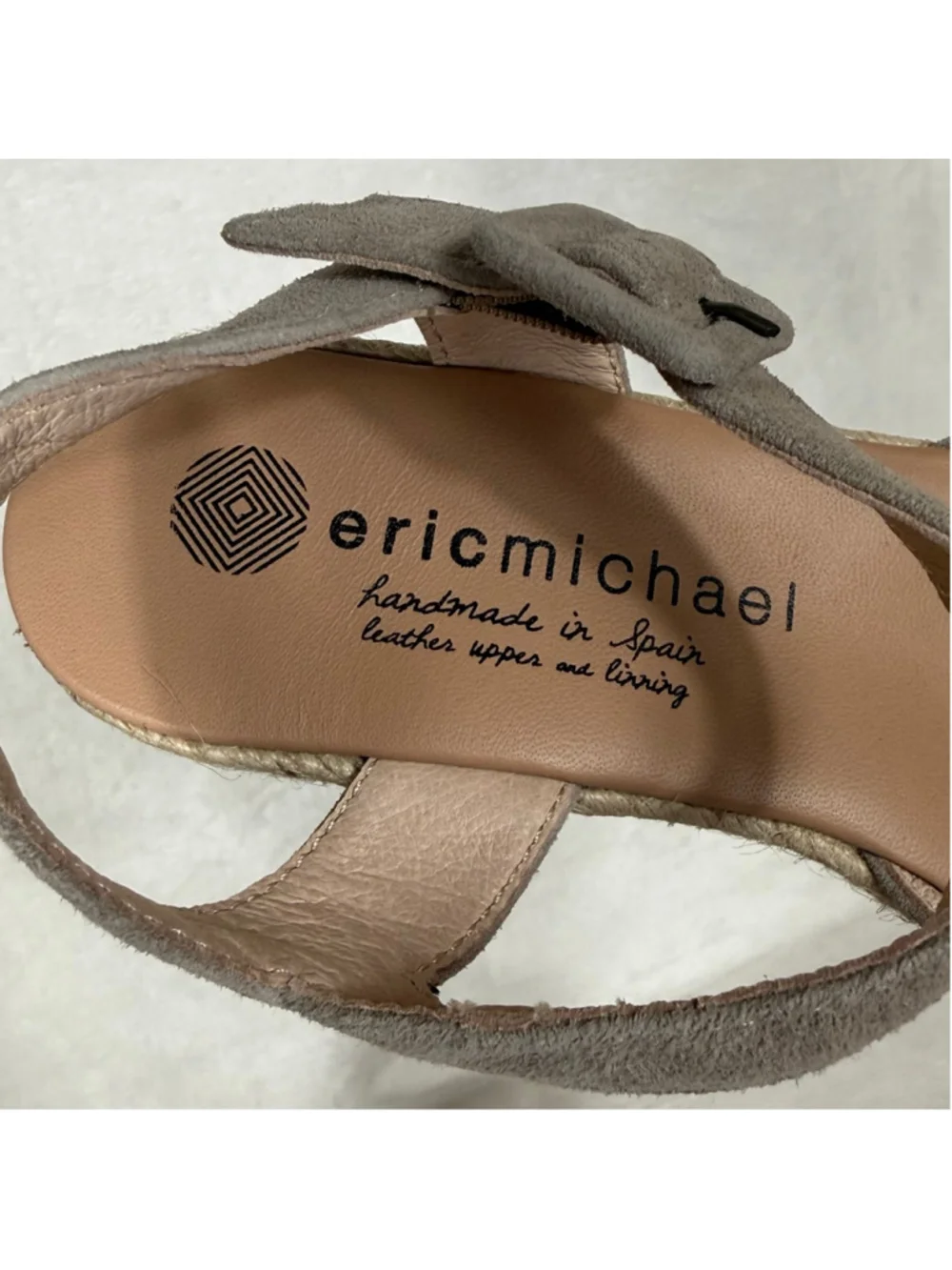 Women's Eric Michael Beige Suede Espadrille Summer Dress Wedges Size 6.5